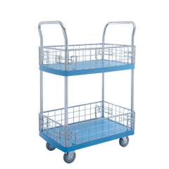 2 shelf plastic trolley with ledge