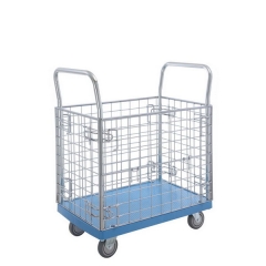 Plastic platform trolley with wire mesh