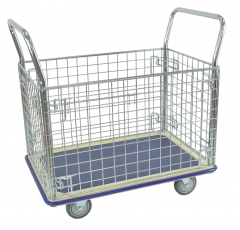 Platform trolley with wire mesh