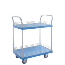 2 shelf plastic trolley with ledge