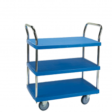 3 shelf plastic platform trolley